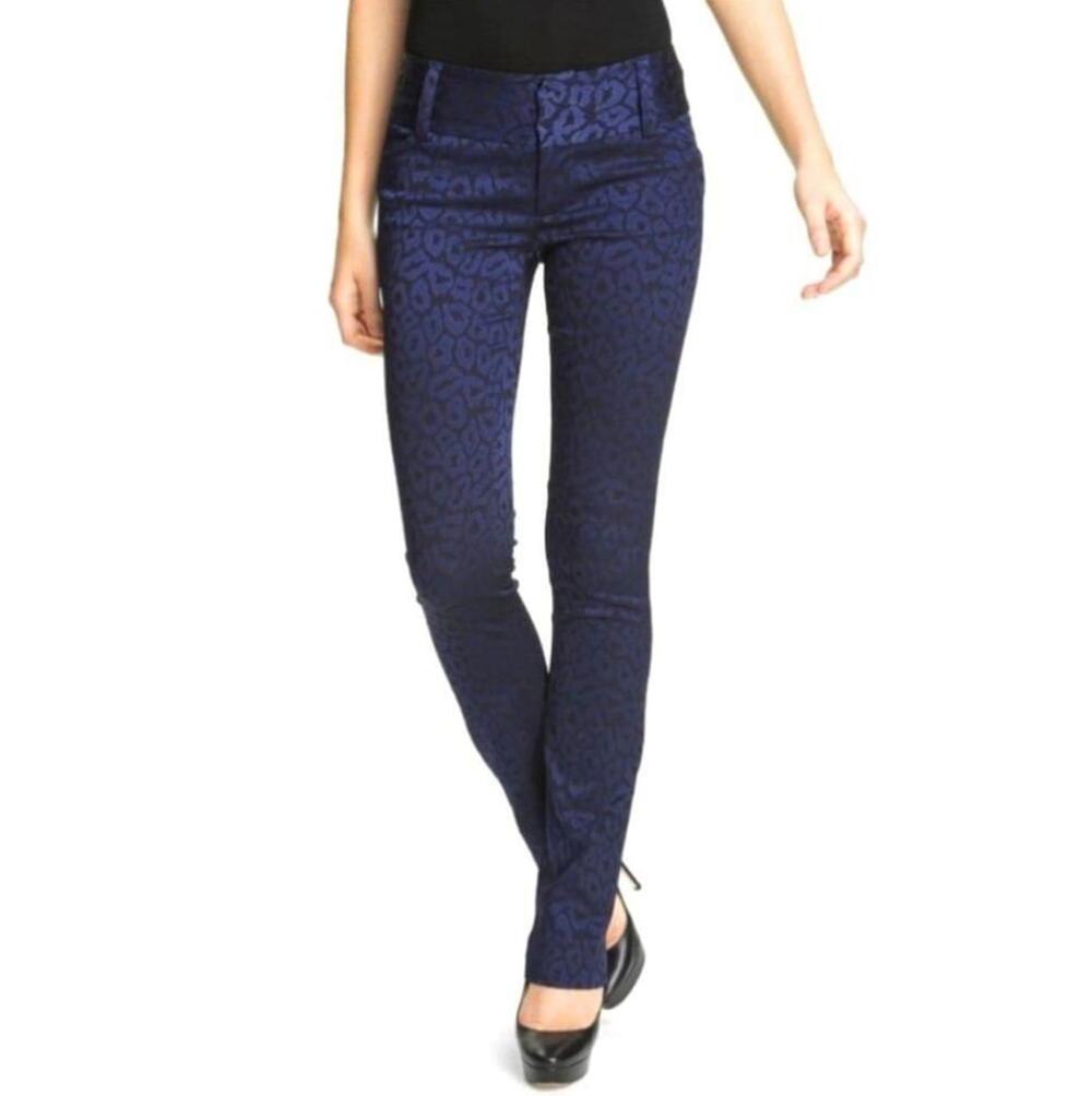 Alice + Olivia Blue Leopard Jacquard Pants Indie Made USA Size 8
